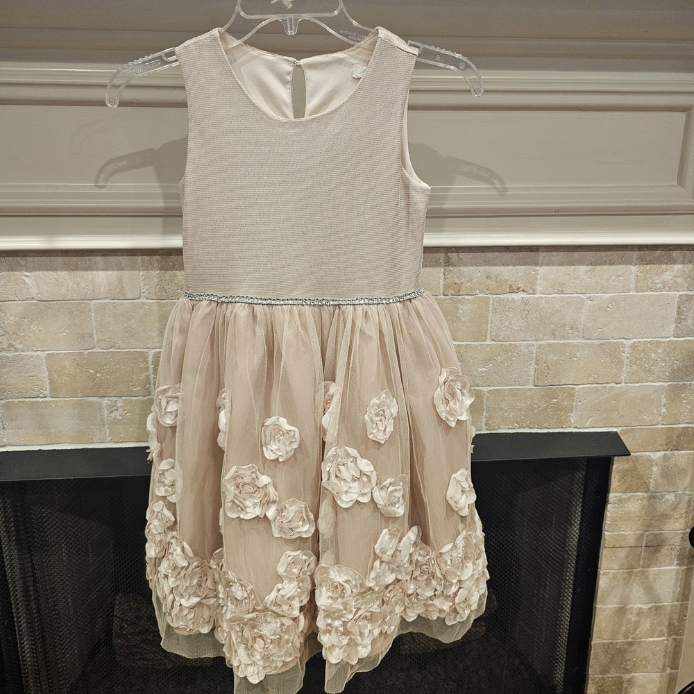 Nanette Kids L (10-12) Girls Antique Pink Sleeveless Dress With Floral Design...